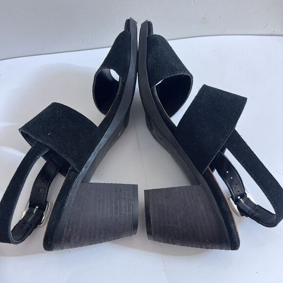 Mariella Black Suede Leather Sandal Block Heels Ankle Strap Italy 9.5 Womens - Picture 16 of 16